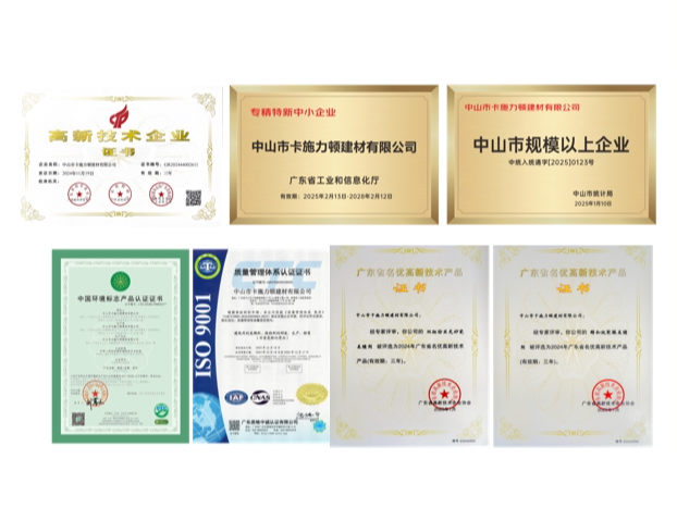 中山市卡施力頓有限公司（磚麗美縫）：榮譽見證卓越之路